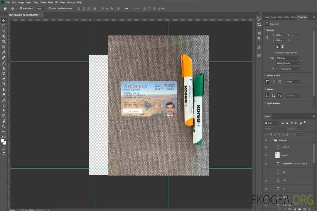 Permis de conduire USA Arizona version 2 photolook AVANT template